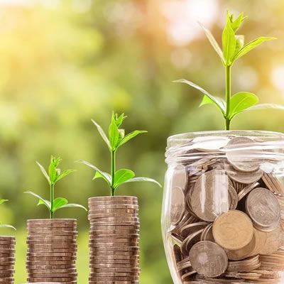 Jar of coins growing